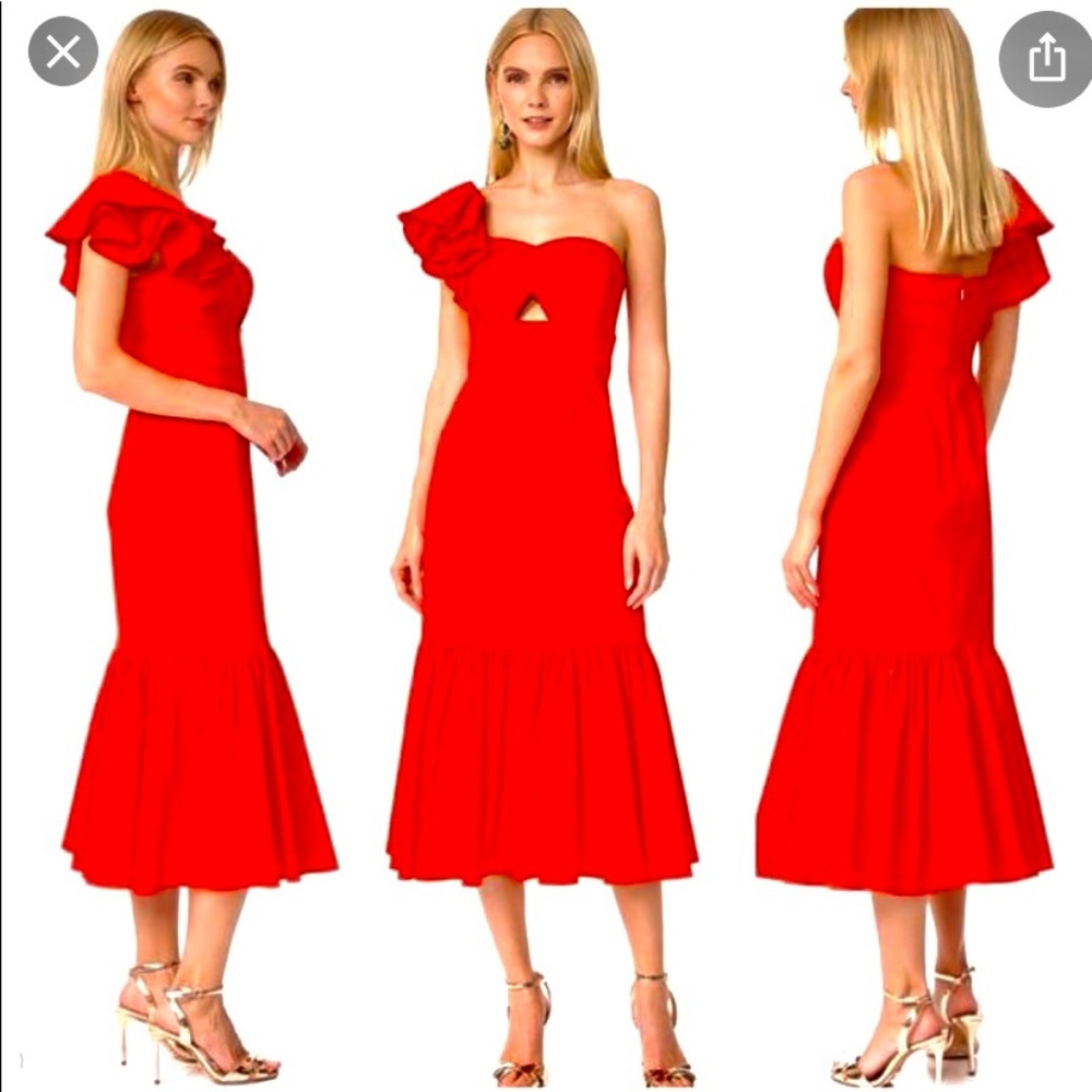 NWT Rebecca Taylor Mid-Length Ruffle Sleeve Cut-Out Dress